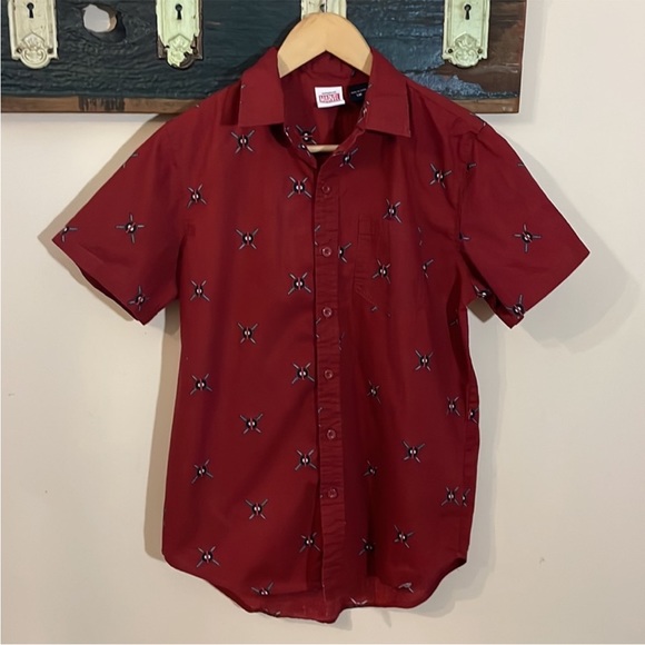 Mad Engine Marvel Deadpool Short Sleeve Button Down Shirt Size Small - Picture 2 of 10